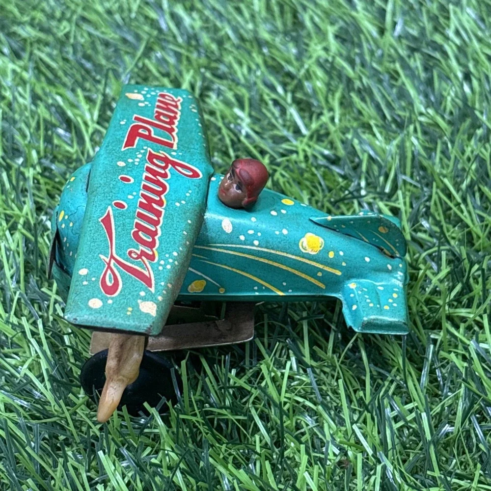 Vintage Tin Wind Up Flying Plane Toy Made in China Late 60s Early 70s Decor